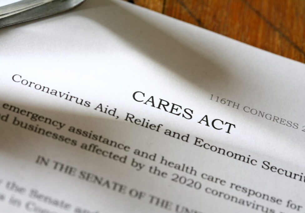 Photos of the 2020 Coronavirus Aid, Relief and Economic Security Act alos known as the CARES ACT. Photos are not of the actual bill but a simulation of the bill.